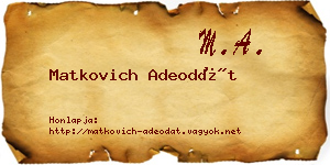 Matkovich Adeodát névjegykártya